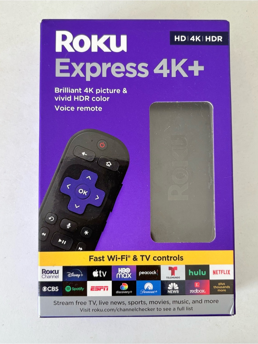 Roku Express 4K 3941R2 HDR Media Streamer Player Voice Remote New Open Box